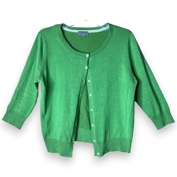 Joseph A Sweaters - Joseph A Button Cardigan Sweater Women's L Cropped 3/4 Sleeve Preppy Grannycore‎